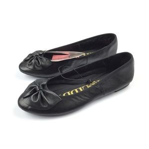 Sam & Libby Black Leather Bow Ballet Flats